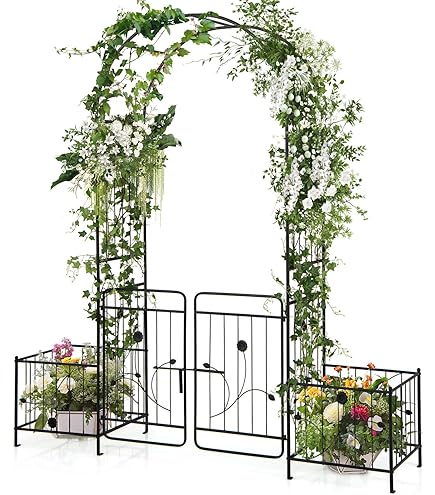 Amazon | Giantex ガーデンアーチ 鉄製 バラアーチ 錆びない パイプ径